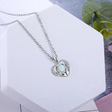 Opal Stone Heart Pendant Necklace 925 Sterling Silver Mother's Gift