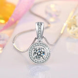 925 Silver Zircon Pendant Necklace Women Jewelry Gift