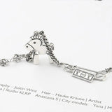 925 Silver Retro Horse Dollar Banknotes Choker Necklace for Women