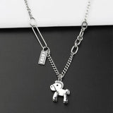 925 Silver Retro Horse Dollar Banknotes Choker Necklace for Women