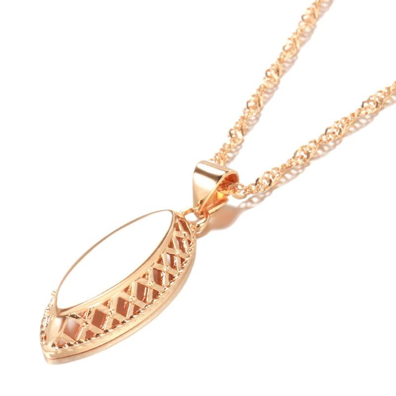 Glossy Pendant Multilayer 585 Rose Wedding Party Necklace Charm Jewelry