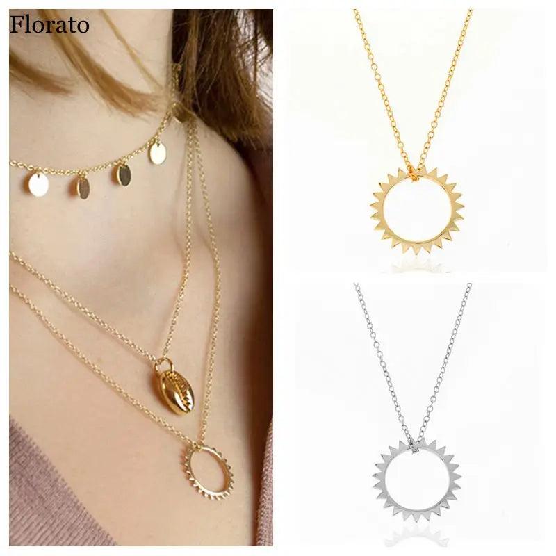 925 Silver Pendant Long Chain Zircon Necklace Minimalist Style Crystal