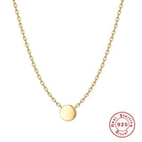 S925 Silver Round Disc Pendant Necklace for Women