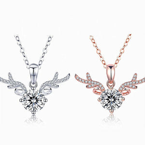 RoseGold Zircon Deer Pendant Necklace For Women