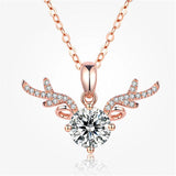 RoseGold Zircon Deer Pendant Necklace For Women