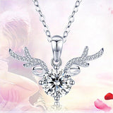 RoseGold Zircon Deer Pendant Necklace For Women