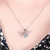 RoseGold Zircon Deer Pendant Necklace For Women