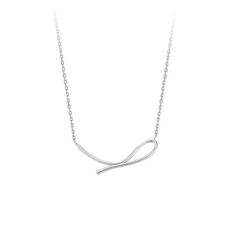 TrustDavis 925 Silver Geometric Line Necklace Women Lady Birthday Gift