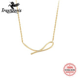 TrustDavis 925 Silver Geometric Line Necklace Women Lady Birthday Gift