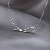 TrustDavis 925 Silver Geometric Line Necklace Women Lady Birthday Gift