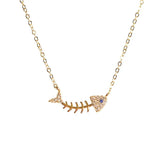925 Silver Fish Zircon Pendant Necklace for Girl Lady