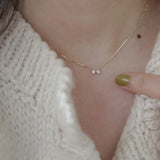 Sweet Bowknot Necklace 925 Sterling Silver 14K Plated Clavicle Chain