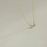 Sweet Bowknot Necklace 925 Sterling Silver 14K Plated Clavicle Chain