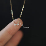 Sweet Bowknot Necklace 925 Sterling Silver 14K Plated Clavicle Chain