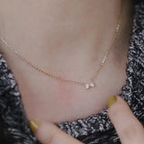 Sweet Bowknot Necklace 925 Sterling Silver 14K Plated Clavicle Chain