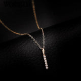 925 Silver Square Zircon Pendant Necklace Wedding Jewelry