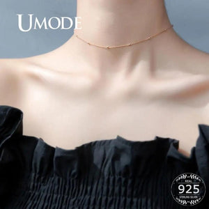 925 Sterling Silver Rose Beads Chocker Necklace for Women