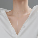 MLKENLY 925 Silver Necklace Y-shaped Chain Sexy Necklace Accessories