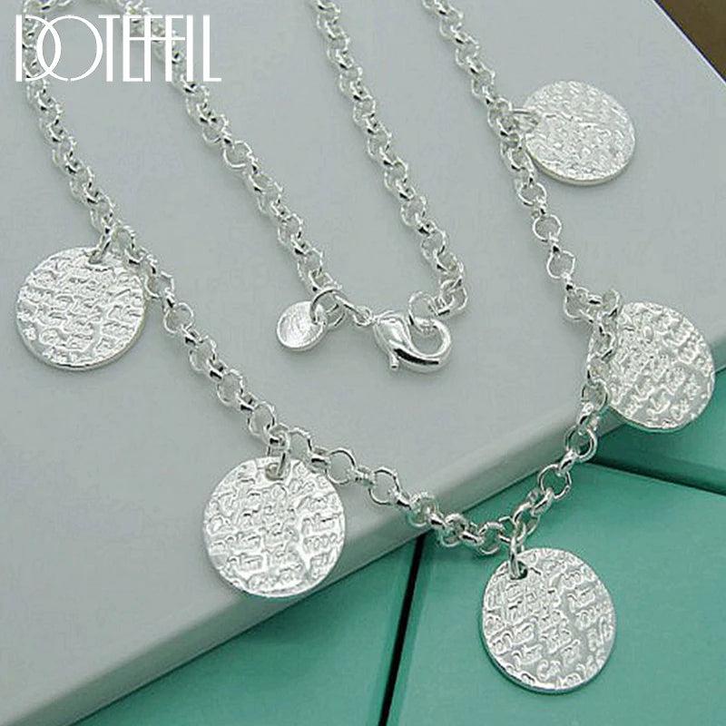 925 Silver Mageweave Round Tag Pendant Necklace for Woman