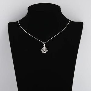 925 Silver CZ Flower Crown Necklace Women Pendants Silver Chain Collar