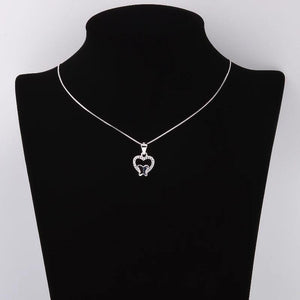 925 Silver Crystal Heart Butterfly Necklace Zircon Pendant Choker