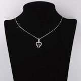 925 Silver Crystal Heart Butterfly Necklace Zircon Pendant Choker