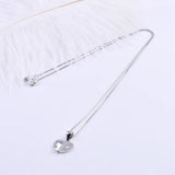 925 Silver Crystal Heart Butterfly Necklace Zircon Pendant Choker