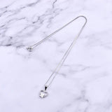 925 Silver Crystal Heart Butterfly Necklace Zircon Pendant Choker