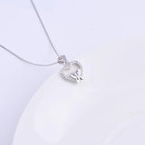 925 Silver Crystal Heart Butterfly Necklace Zircon Pendant Choker