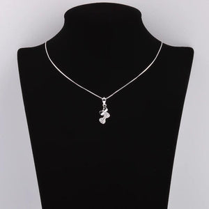 925 Silver Butterfly Bowknot Necklaces Pair Zircon Pendants Mini Jewelry