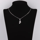 925 Silver Butterfly Bowknot Necklaces Pair Zircon Pendants Mini Jewelry