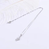 925 Silver Butterfly Bowknot Necklaces Pair Zircon Pendants Mini Jewelry