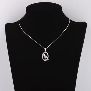 925 Silver Sparrow Fly Bird Necklace Zircon Hoop Pendants Jewelry