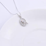 925 Silver Sparrow Fly Bird Necklace Zircon Hoop Pendants Jewelry