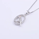 925 Silver Sparrow Fly Bird Necklace Zircon Hoop Pendants Jewelry