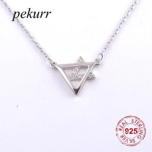 925 Silver Hollow Triangle Necklaces For Women Pendant Jewelry