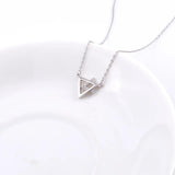 925 Silver Hollow Triangle Necklaces For Women Pendant Jewelry