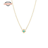 Turquoise Zircon Pendant Chain Necklace 925 Sterling Silver Women's Fine Jewelry