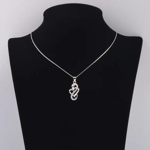 925 Silver Snake Heart Necklace Zircon Pendant