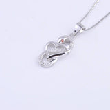 925 Silver Snake Heart Necklace Zircon Pendant