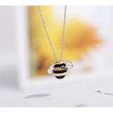 Vintage Bee Pendant Necklace 925 Sterling Silver Chain Women Wedding Jewelry
