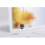 Vintage Bee Pendant Necklace 925 Sterling Silver Chain Women Wedding Jewelry