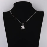 925 Silver Zircon Baby Elephant Necklace Women Animal Pendant Choker