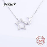 Hollow Moon Star Sweetheart 925 Silver Necklace For Women
