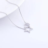 Hollow Moon Star Sweetheart 925 Silver Necklace For Women