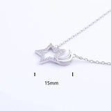 Hollow Moon Star Sweetheart 925 Silver Necklace For Women