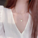 Freshwater Pearl Love Necklace Set Short Clavicle Chain for Women