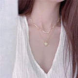Freshwater Pearl Love Necklace Set Short Clavicle Chain for Women