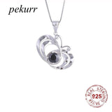 925 Silver Butterfly Necklace Crystal Round Pendants