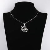 925 Silver Butterfly Necklace Crystal Round Pendants
